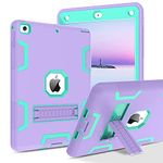 BENTOBEN iPad 6th Generation Cases, iPad 5th Generation Case, iPad 9.7 2018/2017 Case, 3 in 1 Heavy Duty Rugged Shockproof Kickstand Protective Tablet Cover for iPad 9.7 Inch 2018/2017, Purple/Green