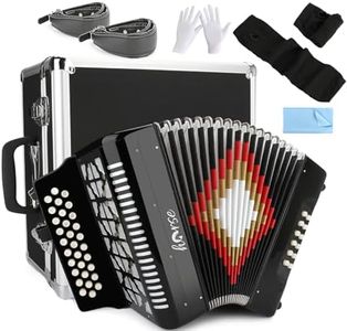 Horse 31 Key Accordion,12 Bass 3-Row F/B/E Diatonic Accordions Instruments for Adults with Case, Gloves, Cleaning Cloth, Oversleeves, and Straps, Acordeón Acordeones Para Beginners to Professionals