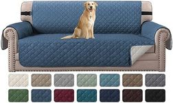 H.VERSAILTEX Water Repellent Sofa Cover Couch Cover Sofa Slipcover for Dogs Couch Protector Reversible Sofa Slipcover for 3 Cushion Couch Furniture Protector for Pets(Sofa, Dark Blue/Beige)