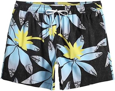 maamgic Mens 7" Stretch Swim Trunks Quick Dry Mesh Lining Swimwear Bathing Suits Flower Black Small