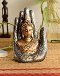 eCraftIndia Golden, Silver & Black Resin Handcrafted Palm Buddha Statue