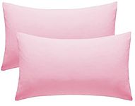 Pillow Cases 2 Pack Pink Pillow Covers 50X75CM Hotel Quality Poly Cotton (Pink, 2 Pillow Cases)