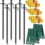 Aoipend Heavy Duty Tree Stakes Kit, Tree Supports for Leaning Tree 6 Pcs Metal Stakes-6 Pcs Tree Straps-80ft Reflective Guy Lines Resistant to Strong Winds Anchoring Kits for Young Trees Outdoor Tent