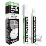 GLEAN Grout Reviver Pens | White | 2x10ml | Grout Whitener for Bathroom Tiles | Tile Grout Pen | Restore Discoloured & Faded Tile Joints | Easy To Use Grout Pen White