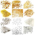 Teraiya's Jewellery Making kit Material Fitting kit Includes Lobster Claps Jump Ring Head Pin Eye Pin Earring Hook for Jewellery Making