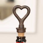 Cast Iron Bottle Stopper Cork with Heart Design Top Silver Anniversary Bottle Topper Gift Idea (Y126)