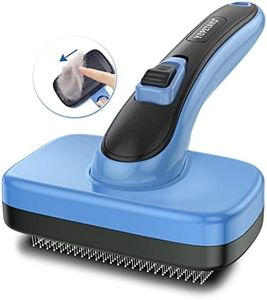 YOPETAYU Dog Self Cleaning Slicker Brush for Shedding and Grooming Long Short Haired Cats, Pet Retractable Brush to Removes Loose Fur, Mats, Tangles Hair from Small Animals, Blue