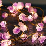 MIYA LIFE Natural Amethyst String Lights | 10FT & 40LEDs & Medium Amethysts | USB/Battery Box & Timer/Dimmer Remote