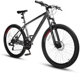 26 Inch Mountain Bike for Adults & Teens, Shimano Rear Derailleur, Microshift Twist Shifter, Dual Disc Brakes, Lockout Fork, 2.35" All-Terrain Tires, Durable Steel Frame, 85% Pre-Assembled, Grey