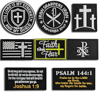 Harsgs 8pcs Christian Tactical Morale Patches | Hook&Loop Bible Verse Patches for Caps Bags Vests Military Uniforms Tactical Gears