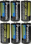 6 Panasonic 3V Lithium CR123A Batteries for Camera, Flashlight (Bulk Packaging)