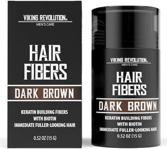 Viking Revolution Dark Brown Hair Fibers for Thinning Hair Men - Thick Fiber for Bald Spot Cover Up - Hair Building Fibers with Kerating and Biotin - Hair Fiber for Men for a Fuller Look (0.52oz)