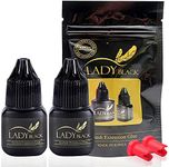 Korean Lady Black Eyelash Extension Glue, Low Irritation, Long Lasting Eyelash Extensions, 2-3s Fast Drying, 5-6 Week Retention (5g_Pack of 2)