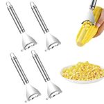 JIAYUYUARPY 4 Pcs Corn Peeler Corn Planer Thresher Stainless Steel Corn Peeler Convenient Efficient Thresher Corn Cutter with Ergonomic Handle for Kitchen