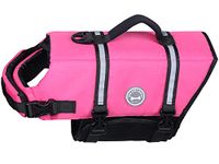 VIVAGLORY Ripstop Dog Life Jacket for Small Medium Large Dogs Boating, Dog Swimming Vest with Enhanced Buoyancy & Visibility, Pink