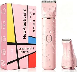 Bikini Trimmer for Women, 2-in-1 Electric Razors Shaver for Bikini Legs Pubic Hair,Rechargeable Ladies Bikini Hair Trimmer Removal with Snap-in Ceramic Blades IP7X Washable Head,Wet and Dry Use,Peach