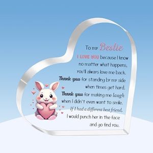 Bestie Appreciate Gifts Acrylic Plaques Friendship Graduation Gift Women Birthday Christmas Cute Rabbit Heart Signs for Her Best Friend Go to University Encourage Souvenirs From Pal