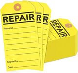 100-Pack Repair Required Tags, Yellow Service Tags for Broken Equipment, Maintenance, Production Machinery Notice Tags for Office, Warehouse, Construction (2.6 x 5.25 Inch)