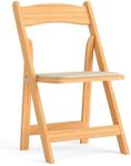 Flash Furniture HERCULES Series Natural Wood Folding Chair with Vinyl Padded Seat