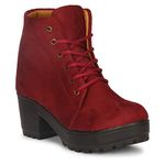 commander shoes Suede Boots for Women and Girls (Cherry, 38, 821)