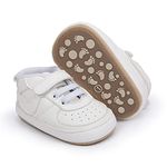 Clowora Unsex Baby Shoes Boys Girls Infant Sneakers Non-Slip Soft Rubber Sole Toddler Crib First Walker Lightweight Shoes (A02/White, Infant, 3 Months, Age Range, US Footwear Size System, 6 Months, Medium)