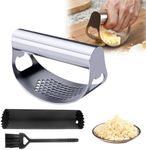 Stainless Steel Garlic Press, 2025 Upgraded Garlic Press Rocker Chopper, Garlic Crusher Mincer Tool with Peeler and Cleaning Brush, Easy to Clean Kitchen Gadgets (1)
