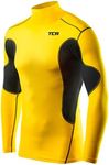 TCA Boys' SuperThermal Compression Base Layer Football Running Top Long Sleeve Thermal Under Shirt - Mock Neck - Sonic Yellow/Black, Youth - X-Large (12-14 Years)