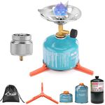 WADEO Portable Camping Stove Burner, Camping Single Gas Stove with 1LB Tank Adapter Carrying Bag and Cylinder Base for Outdoor Cookout