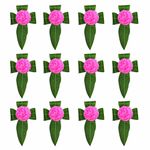 S2S Stylish Artificial Mango Leaves & Pink Flowers Decoration at Home | Easy Simple Backdrop | Hangings, Simple Backdrop for Walls (Pink Flowers) (Pack of 12 Pcs)