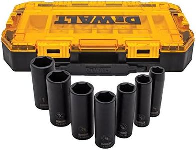 DEWALT DWMT74736 Tough Box 7PC SAE 1/2 Deep Drive Impact Socket Set