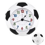 BTBHIHO Silent Alarm Clocks Bedside Non Ticking, Small Soccer Theme Alarm Clocks Bedside for Kids, Battery Travel No Tick Alarm Bedside Clock With Snooze Light for Home Bedroom Kitchen Table Office