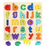 Wooden Jigsaw Puzzles for 2 3 4 Year Old Kids Numbers & ABC Alphabet Learning Toys - Early Education Toys-Wooden Puzzles Montessori Toys for Girls Boys Gifts. (lowercase letters)