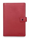 MAI SOLI Genuine Leather Quest Travel Wallet, Passport Cover, Family Passport Holder, 4 Passport Holder Slots with Single Button Lock, 3 Note Compartments, RFID Protected Passport Wallet - Red