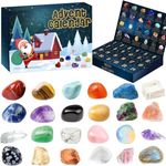 Christmas Crystals Advent Calendar,24 Days Rock Crystal Gemstone Stone Christmas Countdown Calendar Rock Collection,Xmas Advent Calendars for Kids Adults and Teens