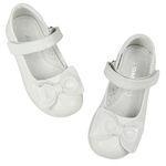 Apawwa Girls Mary Jane Flats Shoes Girls School Shoes Festive Shoes Girls Ballerina Shoes Girls (Size 26-37), Mc262 white, 4 UK