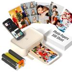 iDPRT 4x6 Photo Printer with 108 Sheets, CP4100 Instant Photo Printer for Home use, Compatible with iOS/Android/Laptop, Wi-Fi Wirless Connection, Dye Sublimation, Beige