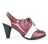 Chase & Chloe Dora-5 Two Tone Lace Up Low Heel Women's Oxford (7.5, Burgundy/White)