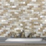 M MOFIT Peel and Stick Brick Backsplash for Kitchen,Back Splash for Bathrooms Walls Tiles Waterproof(10sheets,Castle Brown)