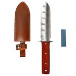 FLORA GUARD Professional Hori Hori Garden Knife with Leather Sheath, Stainless Steel Blade, Sharpening Stone