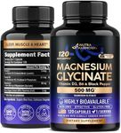 Magnesium Glycinate 500 mg - Chelated Supplement - 98% High Absorption - Support for Sleep, Muscle & Heart Health - Made in USA, Lab Tested & Non-GMO - 120 Capsules