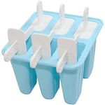 Ram® Silicone Ice Cream Mould Ice Lolly Mould FDA Certified Food Ice Pop Maker Popsicle Molds with Sticks and Drip Guards (6, Blue)