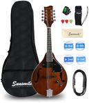 Sunsmile A-Style Acoustic-Electric Mandolin Instrument 8 String with Sapele Top Okoume Neck Poplar Laminated Fingerboard and Walnut Bridge for Beginners with Gig Bag, Cable, Tuner, String, Strap etc.