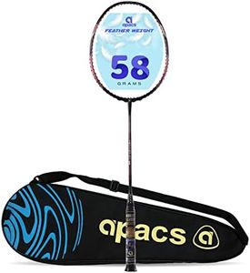 Apacs Feather Weight 55 (58 Grams, World's lightest) Made in Vietnam | 40T Japanese Graphite Unstrung Badminton Racket with Free Full Cover | G2-4 1/8 inches (Black Orange)