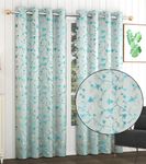 FRESH FROM LOOM Curtains For Door 7 Feet Long|Door Window Curtain|Premium Polyester Weaved Parda|Latest Modern Parde For Living Room Bedroom|Home Office Screens|Grommet Curtains Ring Curtains (Aqua, 2Pc)