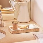 Navaris Travertine Jewellery Tray - 25 x 12 x 3 cm - Natural Stone Beige Organiser Dish - Decorative Holder for Bathroom, Vanity, Dressing Table, Desk, Candle