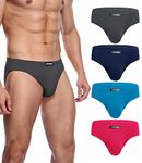 wirarpa Men's Modal Briefs Underwear Super Soft Microfibre Underpants No Front Slips Covered Waistband 4 Pack Small