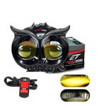 ELTRON TURBO 3 Month Warranty Owl Shape Imported Fog LED Light 12V-24V 55W Dc, Aluminium Material Yellow And White Beam Off-Roading Universal For All Motorcycle, Scooty, Car (Pack Of 1 With Switch)