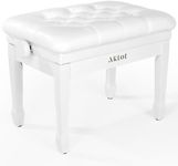 AKLOT Wood Hydraulic Piano Bench, Piano Stool with Padded Cushion, Keyboard Bench High-Density Sponges，Ajustable Piano Stool with PU Leather, Piano Chair and Piano Seat for Adult Musician White