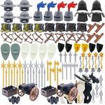 Knights People Accessories Building Block - Medieval Weapon Armor Swords Helmet Horse, Castle Knight Shield Spear, MOC Bricks Parts Toys Sets for Boys