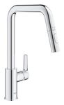 GROHE Start QuickFix – Kitchen Sink Tap with Pull-Out Dual Spray (High U-Shaped Spout 362mm, 360° Swivel Area, 28 mm Ceramic Cartridge, 3/8 Inch, Easy to Fit with GROHE QuickMount), Chrome, 30631000